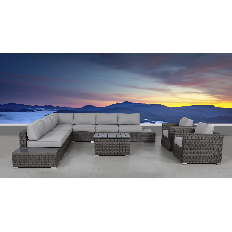 Demarest Wicker Fully Assembled 8 - Person Seating Group with Cushions