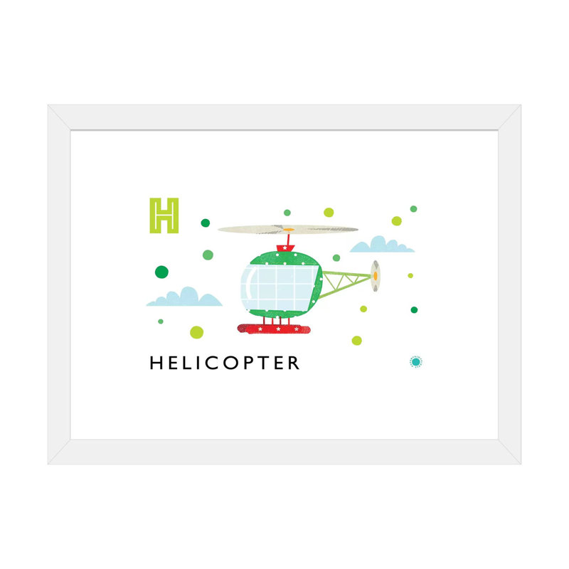 H Is for hélicoptère - impression d'art graphique, Papier encadré blanc, Blanc, H 16 po x l 24 po x P 1 po