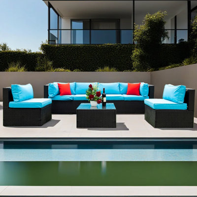 Ashtin 5 Piece Patio Furniture Set Outdoor Rattan Sectional Sofa -  Latitude RunÂ®, DE4E186D71754D43B1C739B1BB70D404