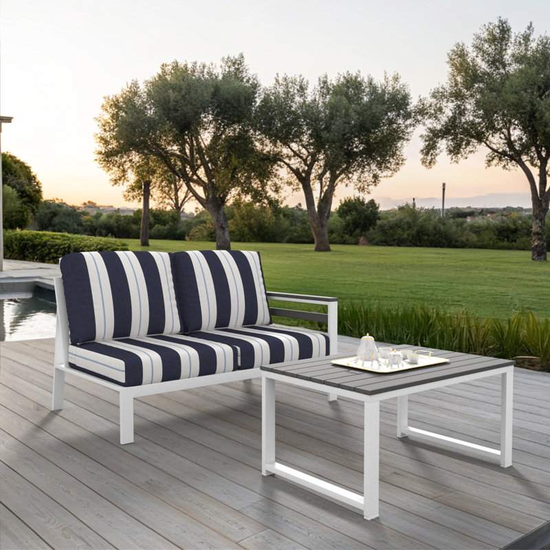 Causeuse d'extérieur droite pour patio avec coussins Sunbrella, Orienté à droite, Port Relate