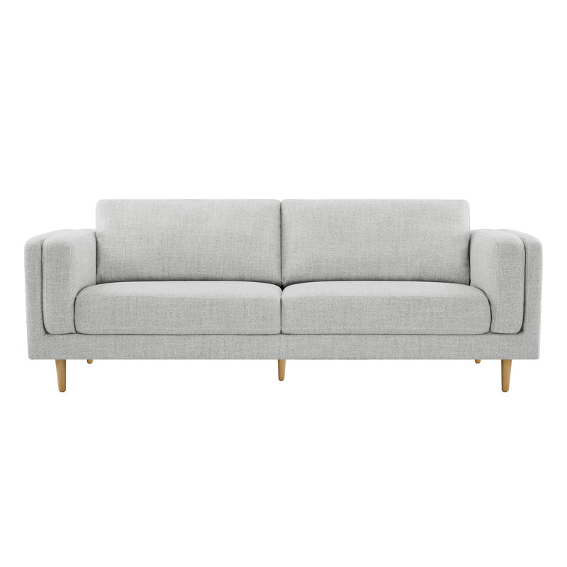 90.94‘’ Upholstered Sofa with Wood Legs, Nathan Gray