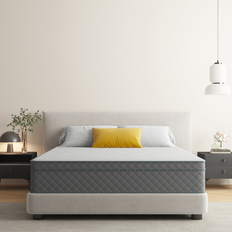 Matelas hybride à ressorts ensachés moyens 10 po / 12 po dans une boîte avec mousse certifiée CertiPUR-US, 10 po ferme