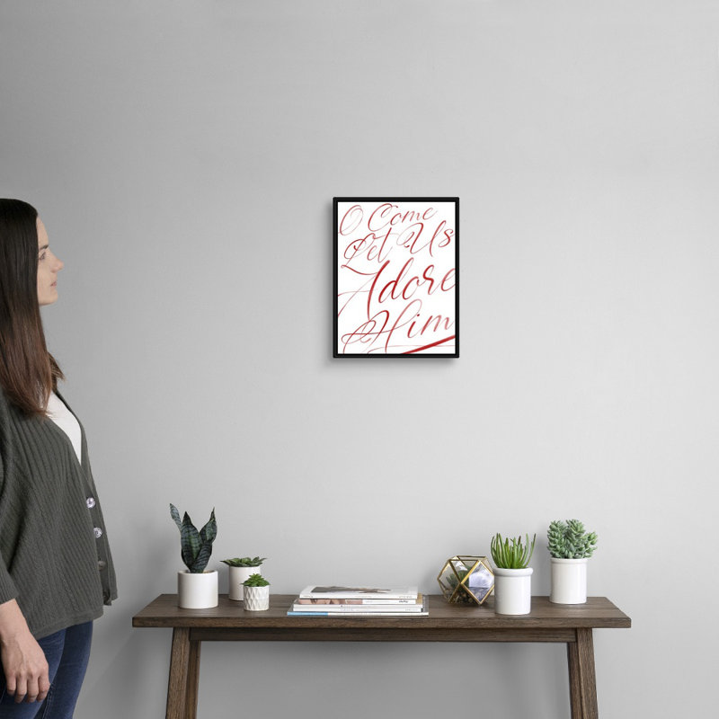 "O’come", reproduction d’art textuel sur toile, H 16 po x l 13 po x P 1,75 po, Cadre noir