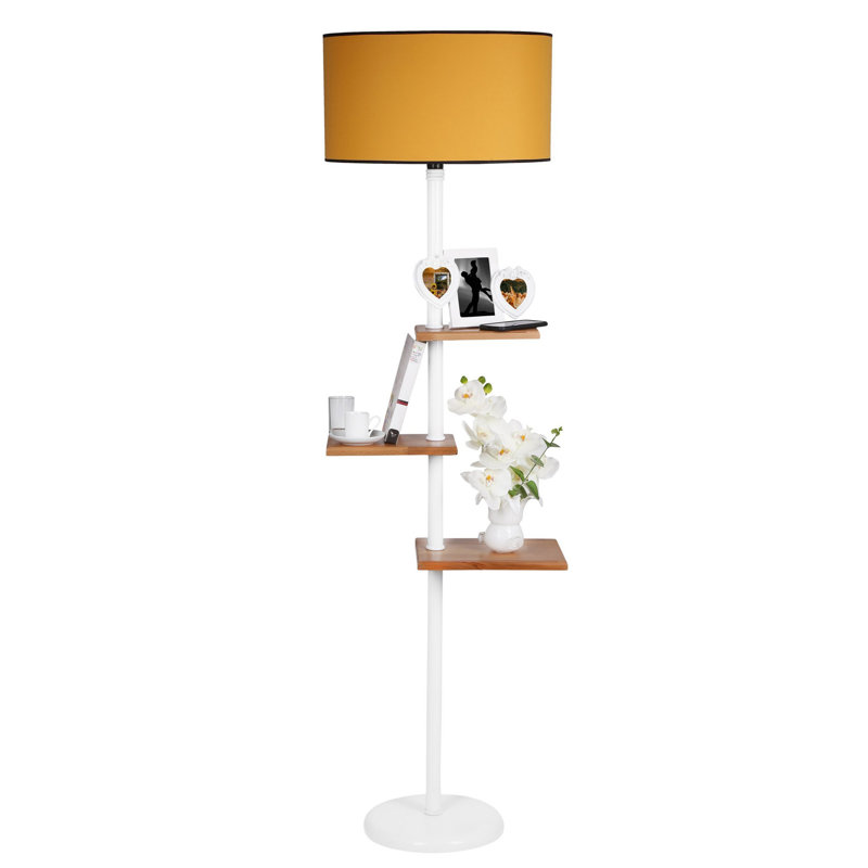 Madeline 163cm Tray Table Floor Lamp, Mustard, White
