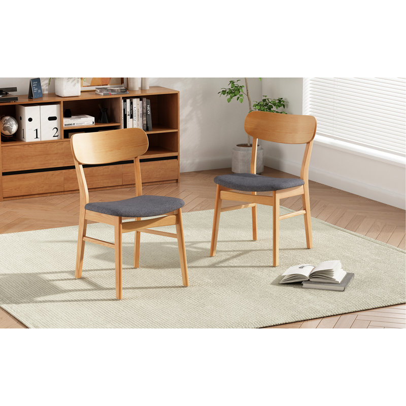 De 2 chaises de salle à manger, 2 chaises de relaxation rembourrées en tissu doux, Gris foncé