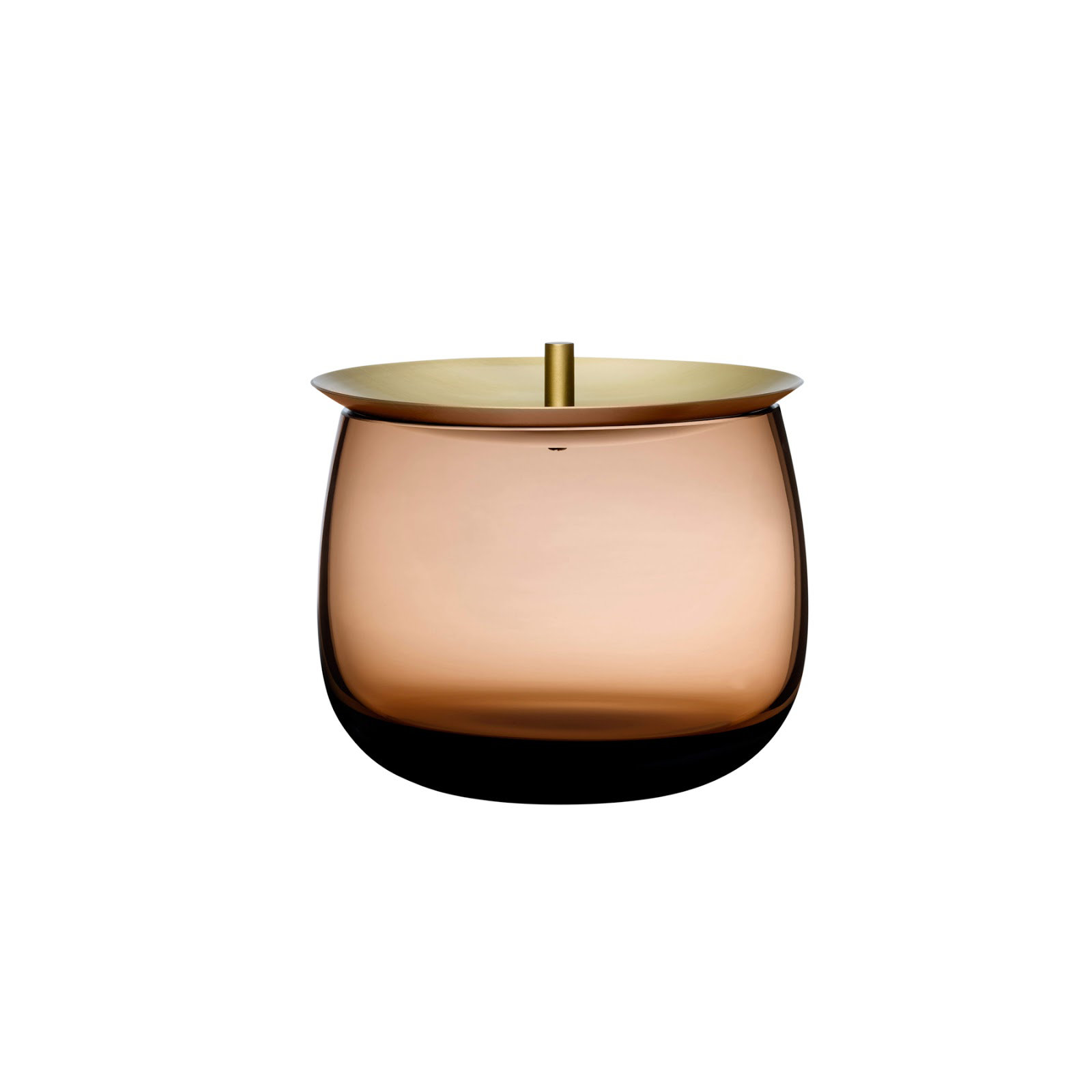 Beret Lead Free Crystal Jar, 4.21" H x 5.12" W x 5.12" D, Caramel