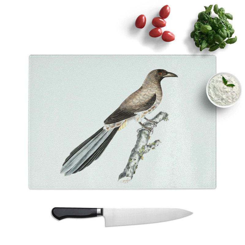 Tempered Glass Chinese Magpie Chopping Board, 28.5 cm W x 20 cm L