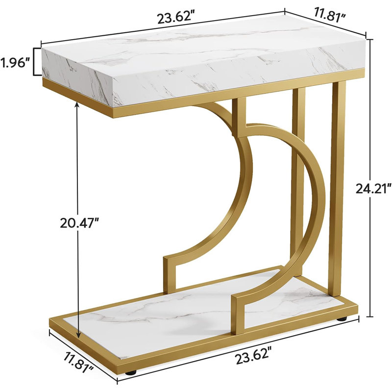 Talib End Table Set, White/Gold
