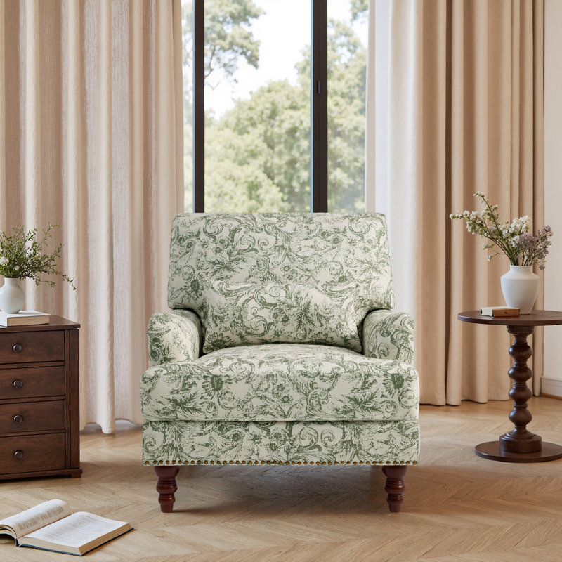 Fauteuil rembourré, Chenille verte rococo