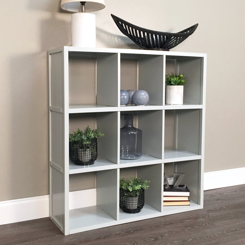 John Louis Home Solid Wood Cube Organizer, Gray, (9 Shelves) 40.25"H x 37.75"W x 11.75D