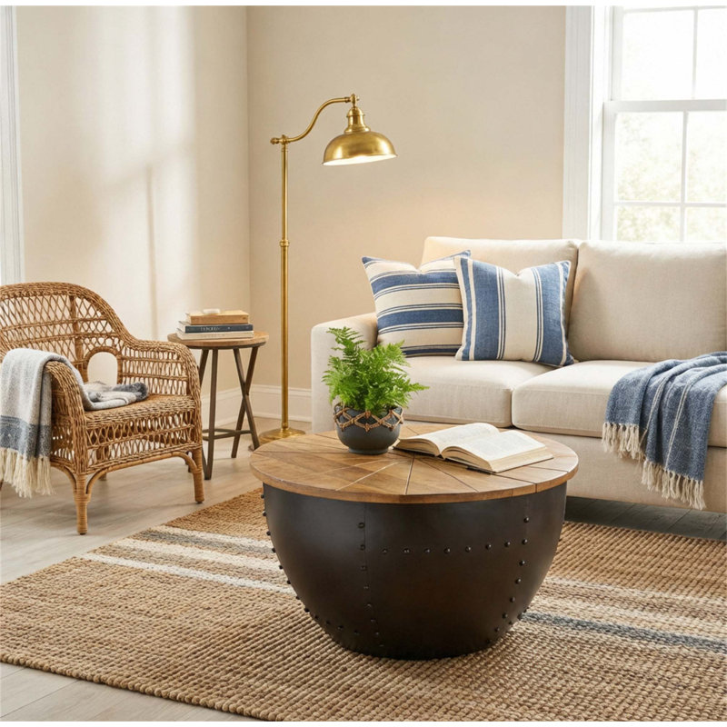 WOODEN & IRON COFFEE TABLE