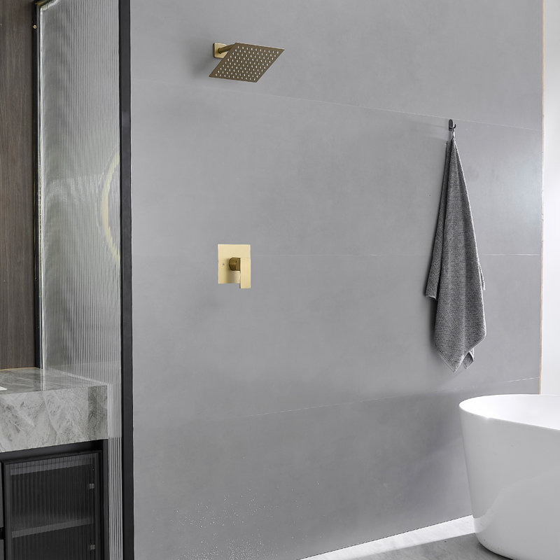Tub & Shower Faucet with Rough in-Valve, Brushed Gold