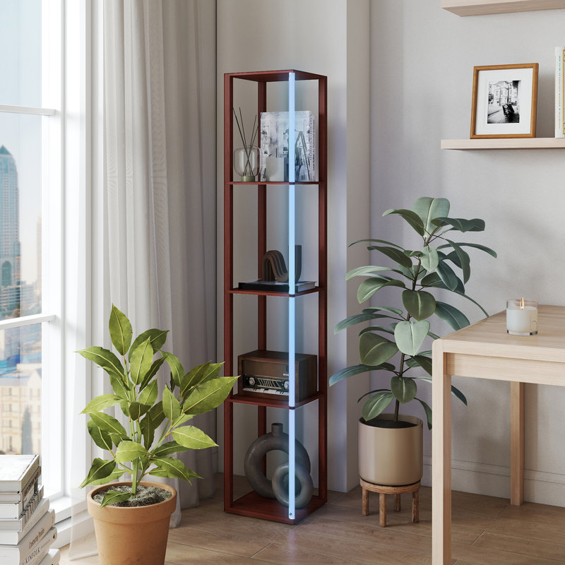 163cm Matte LED Column Floor Lamp, Brown
