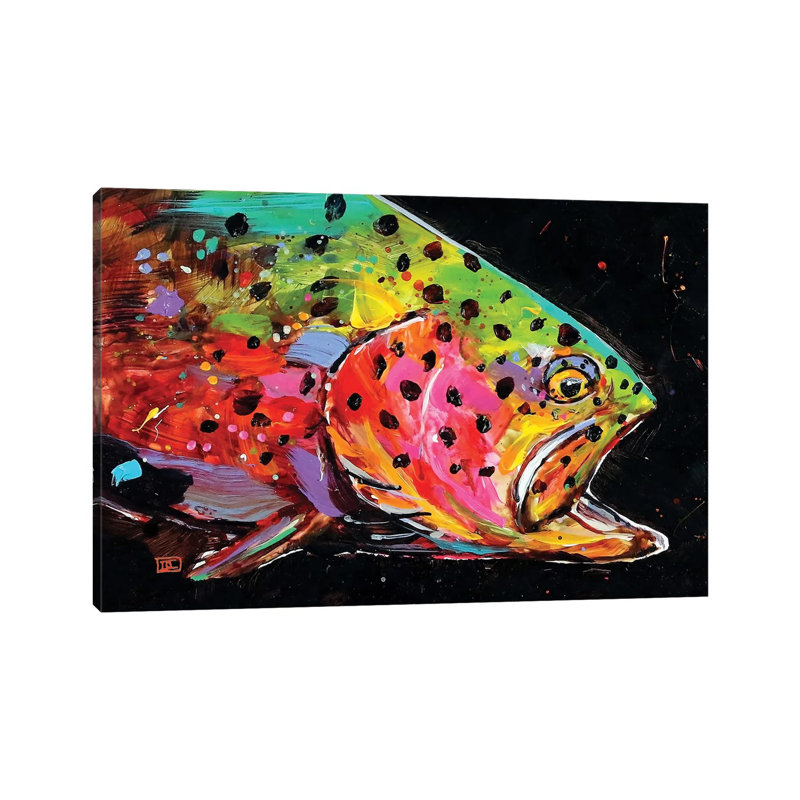 Crazy Trout 1 Piece Wrapped Canvas Painting, 30.48 cm H x 45.72 cm W