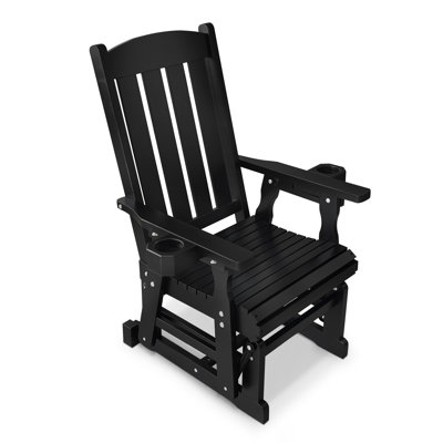 Wooden Patio Glider for One Person, with High Back and Deep Contoured Seat