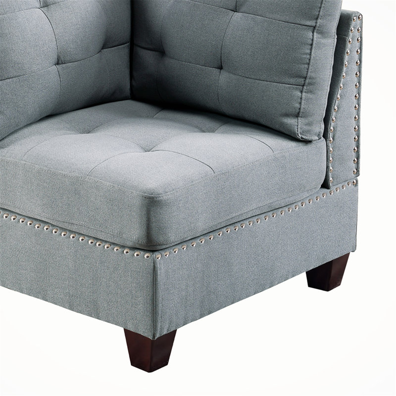 Canapé modulaire 2 pièces Gulbasha, 100 % lin gris