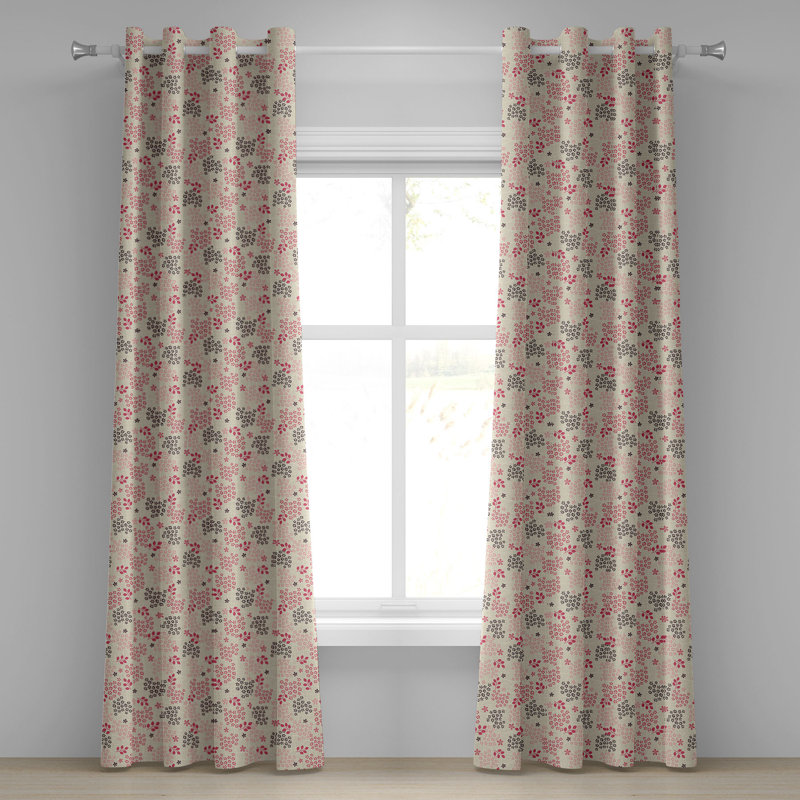 Rideau à œillets décoratif à 2 panneaux East Urban Home, 50 po, rose, beige et rose, L 50 po x L 108 po