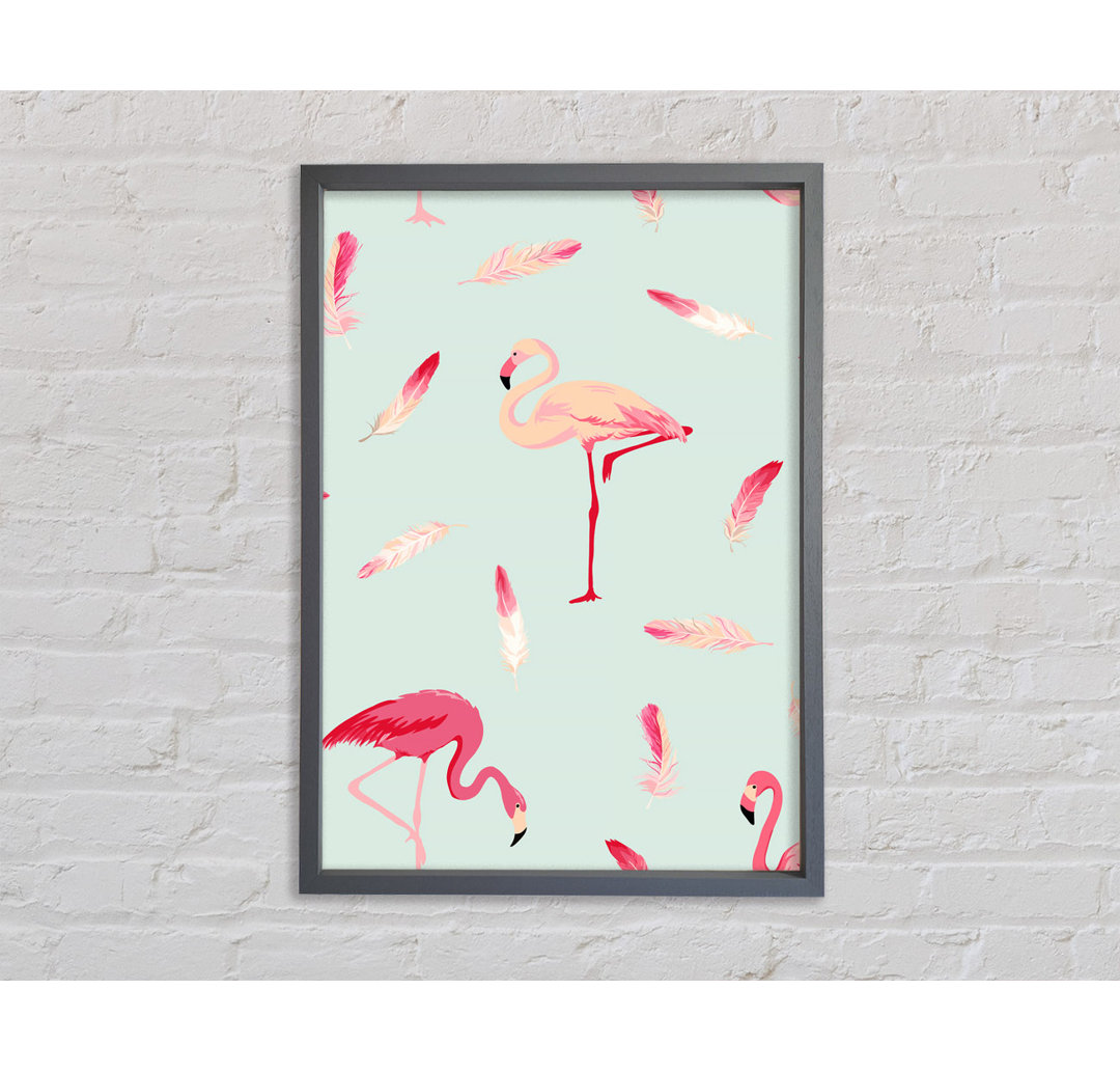 Rosa Flamingo-Federn - Einzelner Bilderrahmen Kunstdrucke auf Leinwand