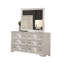 Ensemble de chambre à coucher grand lit 4 pièces Diaz, miroir de commode gris clair Diaz