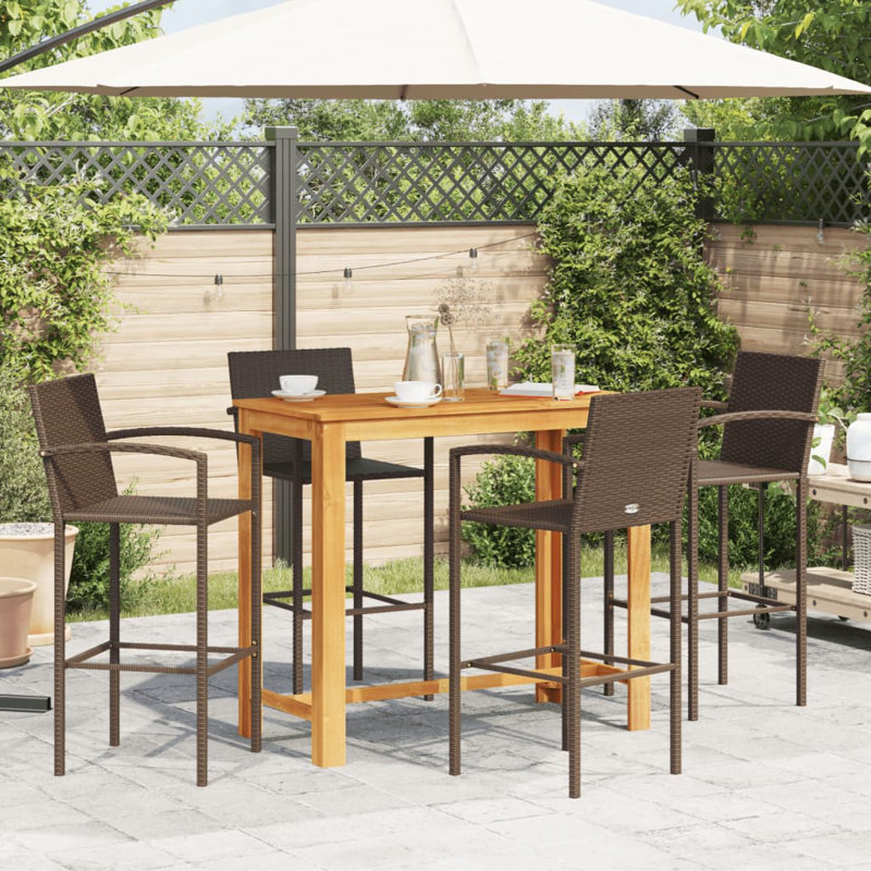 Adiel 4 - Person Wicker Patio Dining Set with Rectangular Table, Brown