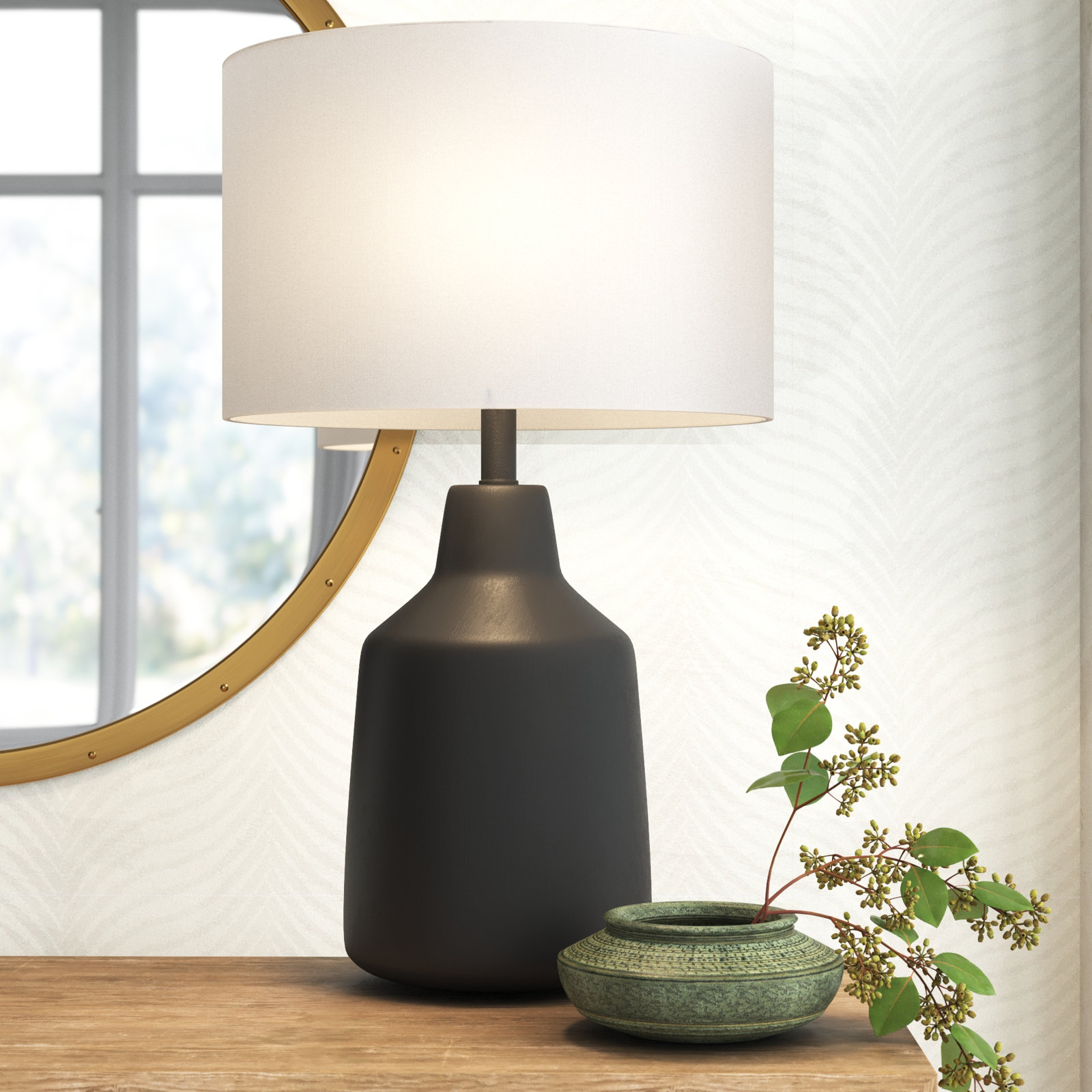 Lockwood Concrete Table Lamp, Black Base / Gray Shade