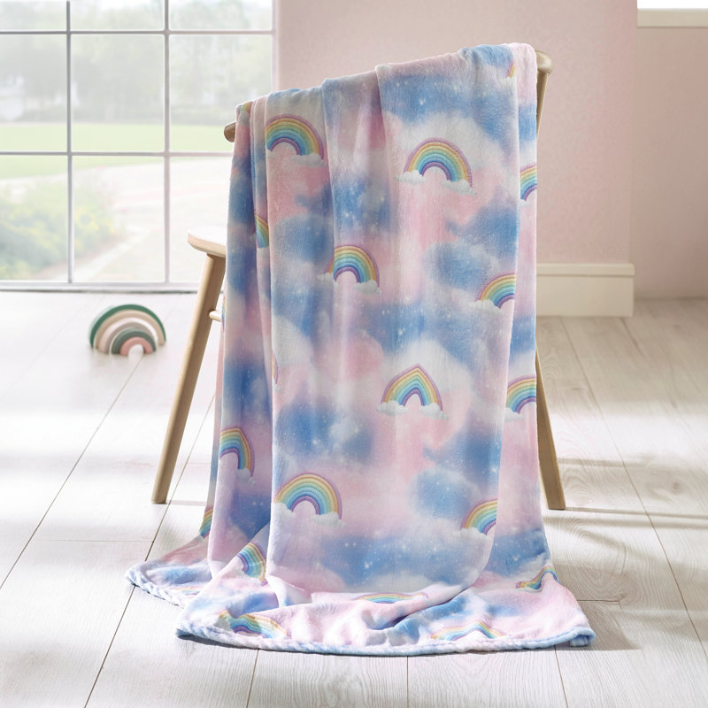 Candy Unicorn Rainbow Cosy Fleece Blanket Throw