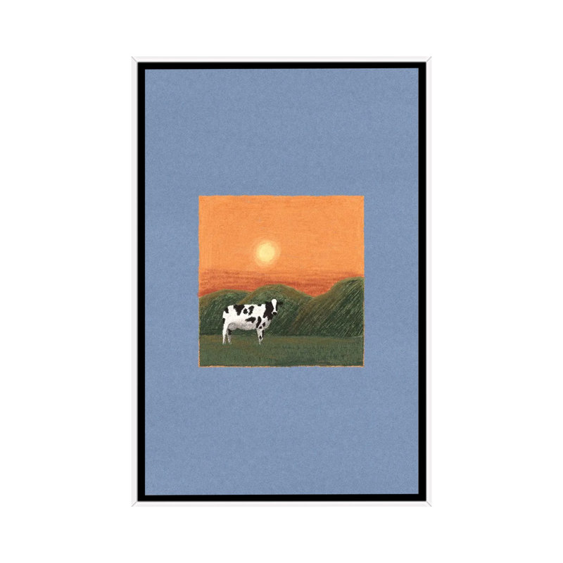 «Lonely Cow», reproduction d'art sur toile encadrée, H 26 po x l 40 po, Impression sur toile flottante sans passe-partout