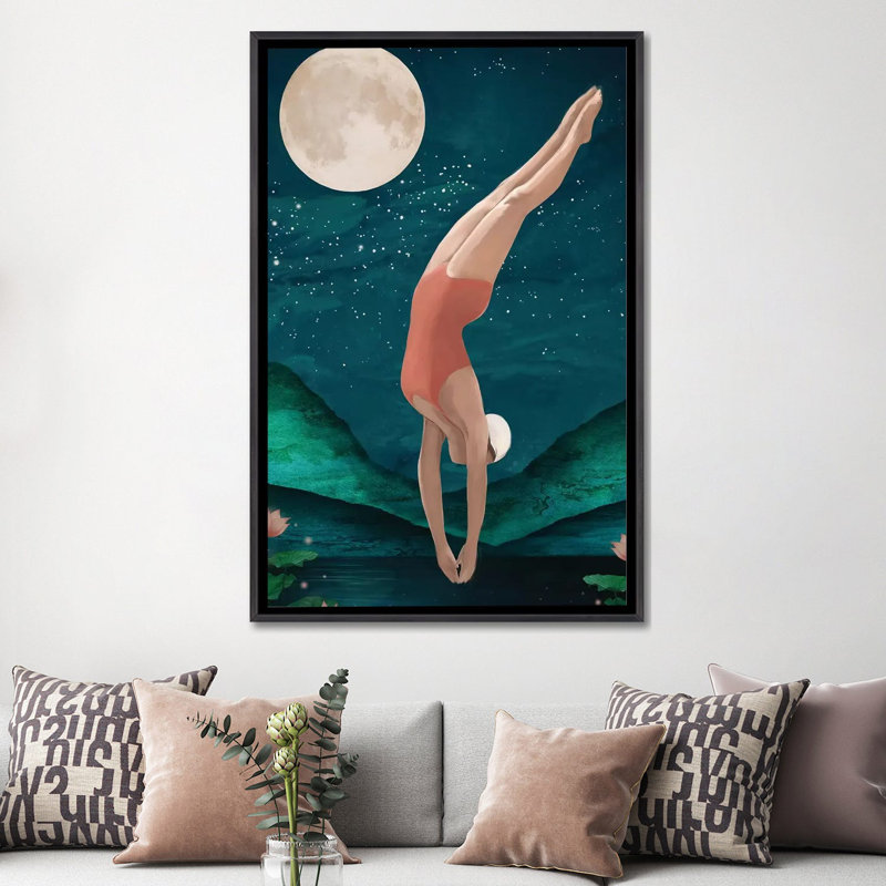 Print, H 60 po x l 40 po x 1,5 po, Toile avec cadre noir patiné, Pas de tapis