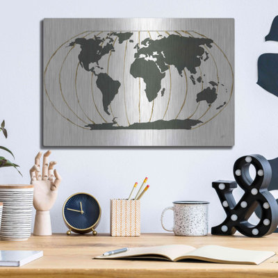 " World Map Gold Lines " by Chris Paschke