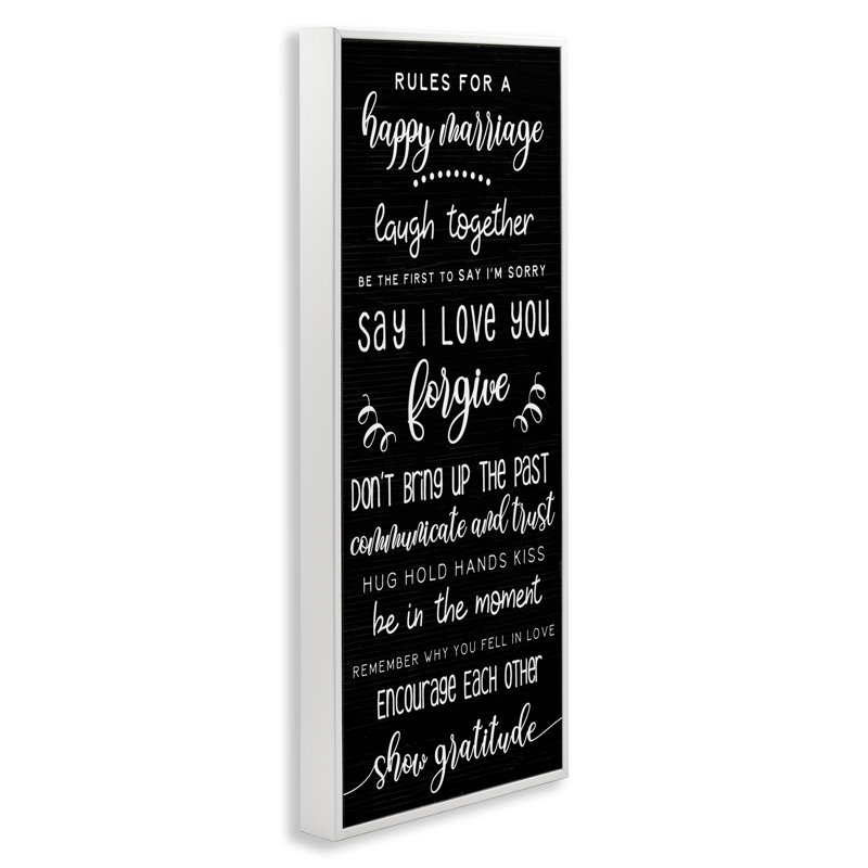 Rules for Happy Mariage, estampe numérique par Daphne Polselli, Giclée encadrée blanc bord de mer, H 30 po x l 13 po