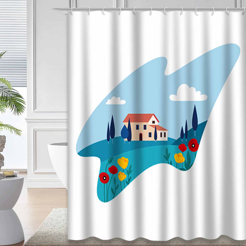 Rideau de douche transparent transparent, rideaux de douche pour la salle de bain avec 12 crochets, 72" L x 72" W