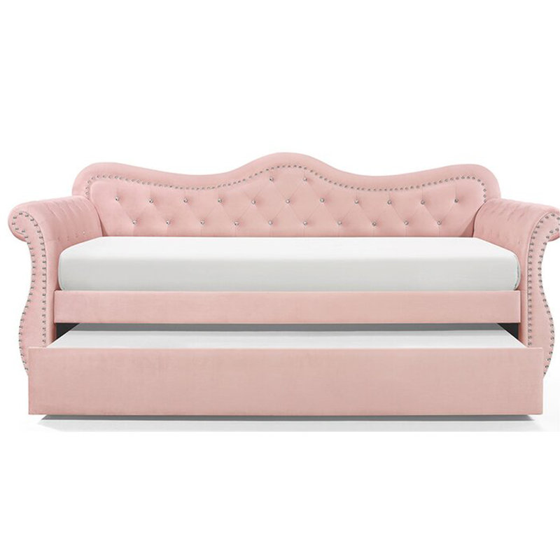 Lit de jour rembourré en bois de velours de style moderne avec couchette