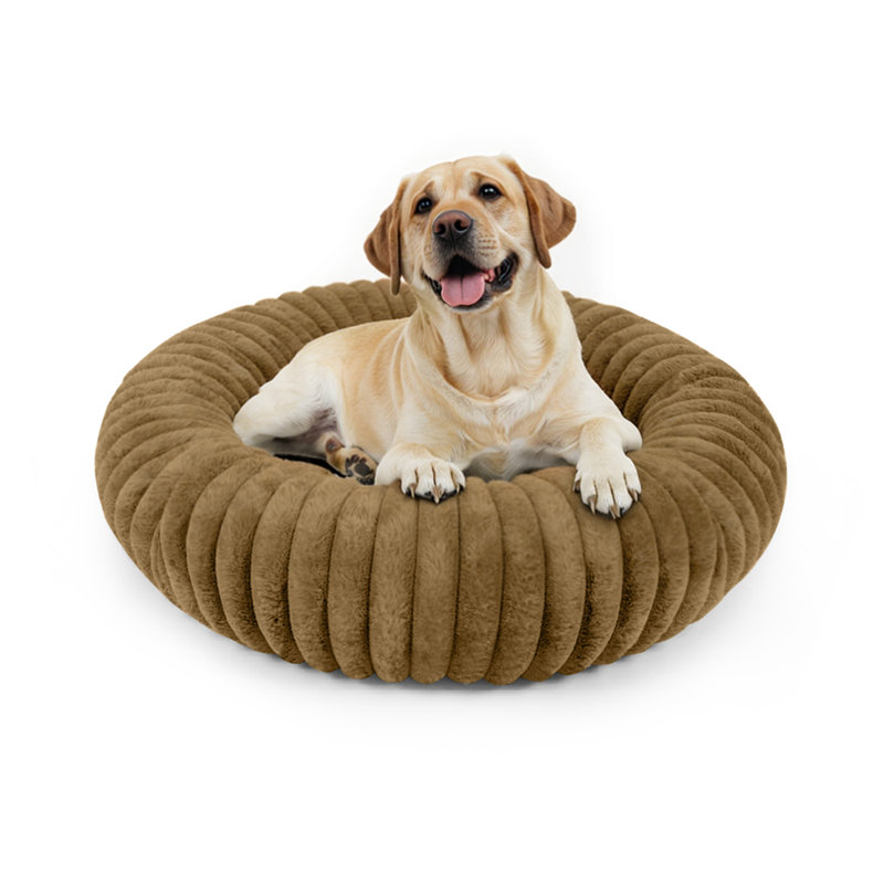 Lit pour chien Calming Donut, Tanné, Grand (H 8 po x l 36 po x P 36 po)