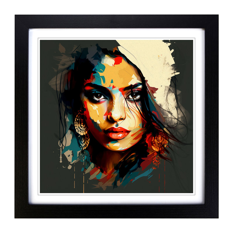 Indian Woman Abstract - Framed Print, Black