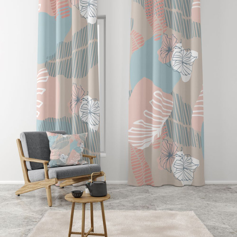 Panneau de rideau simple semi-transparent floral, L 20 po x L 82 po