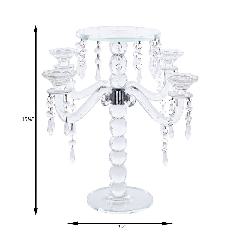 15.37'' H Crystal Tabletop Candelabra