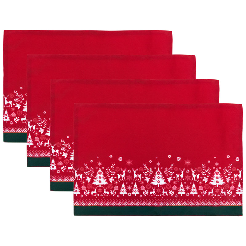 Ensemble de napperons rectangulaires renne et flocons de neige - 18 po - ensemble de 4