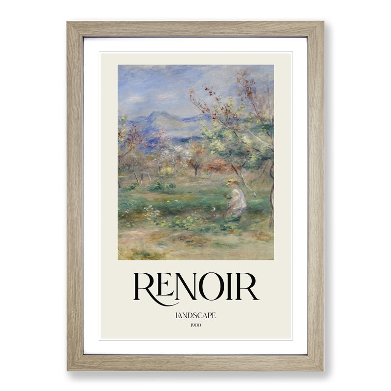 Girl In A Landscape by Pierre-Auguste Renoir - Single Picture Frame Print, Oak Framed, 48cm H x 36cm W x 2cm D
