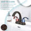 Robinet de salle de bain en bronze huilé, 2 poignées, lavabo de meuble-lavabo de 4 pouces avec aérateur, bonde escamotable et ensemble de pièces de tuyau d'alimentation-121639329