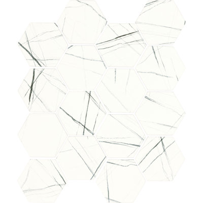 Itona Tile Matte Ceramic Marble Look Hexagon Mosaic Floor and Wall Tile (Set of 10) (9.10 SQFT Per Carton)