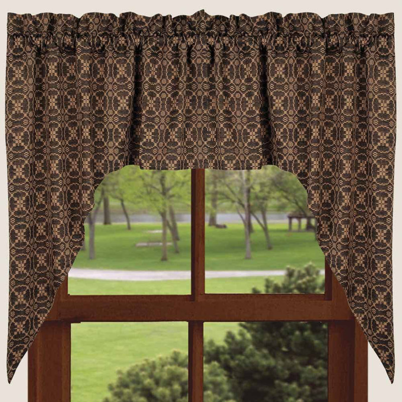 Cotton Geometric Swag Window Valance 2 pieces L and R