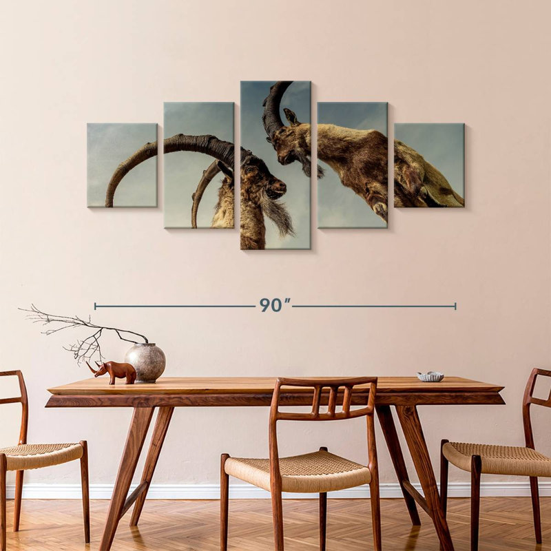 Horned Wild Goats, 42" H x 92" W