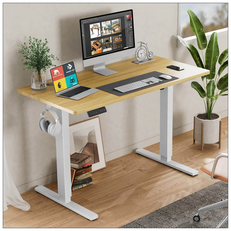 Bureau debout polyvalent pour une productivité et un confort accrus, H 28 po x l 55 po x P 23 po, Jaune / blanc