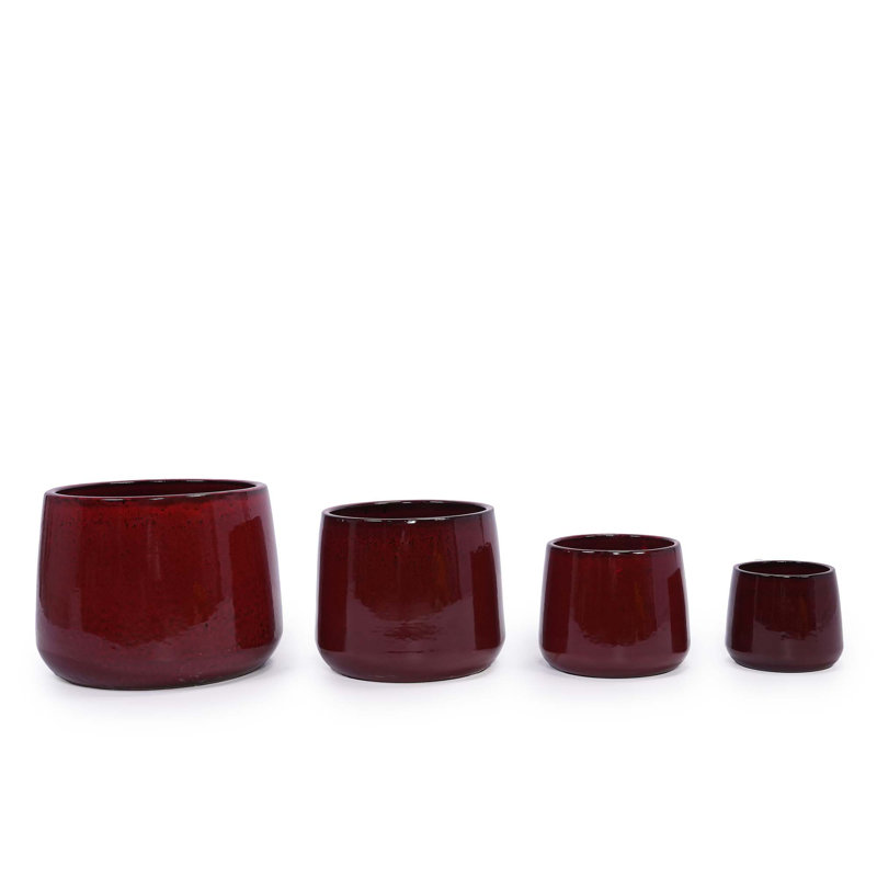 Pot de fleurs en céramique 4 pièces, pot de fleurs intérieur / extérieur moderne pour patio, jardin ou rebords de fenêtre