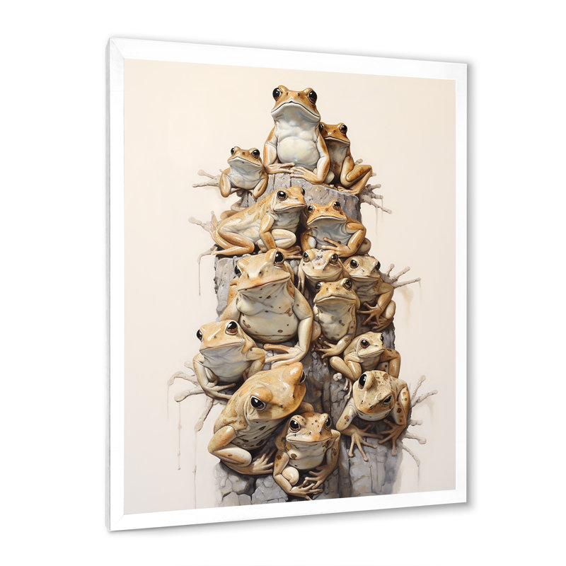 Minimalisme, grenouille pyramide II sur toile, Cadre photo blanc, H 44 po x l 34 po x P 1,5 po