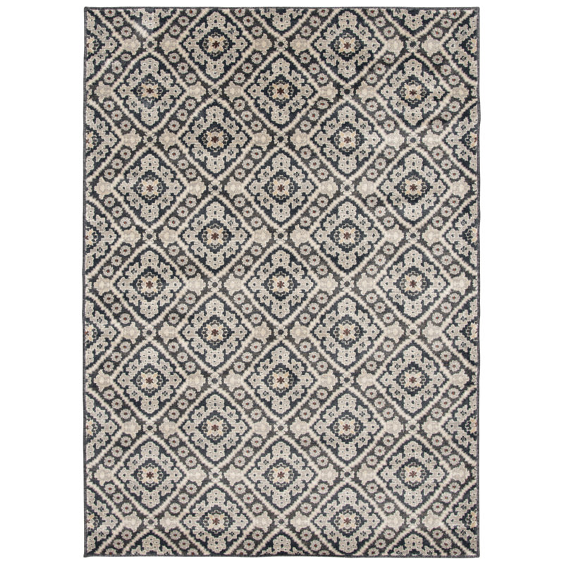 Annalise Vintage Blue and Beige Trellis Indoor Area Rug, 5'X7'7"