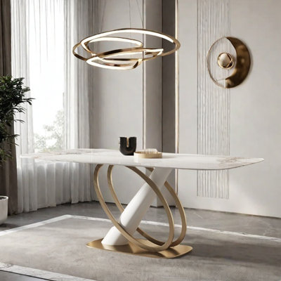 Sintered stone stainless steel dining table