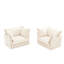 Fauteuils crème en chenille pour recoins de lecture - Fauteuils d'appoint à assise profonde et coussins doux, tissu