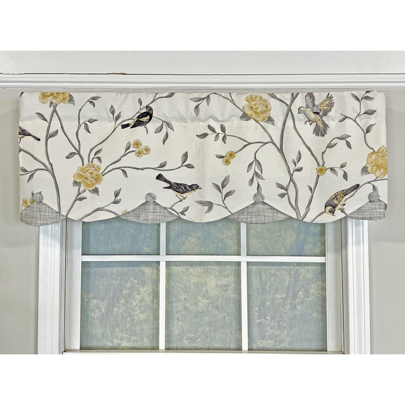 Cotton Scalloped 50'' W Window Valance, Citrine