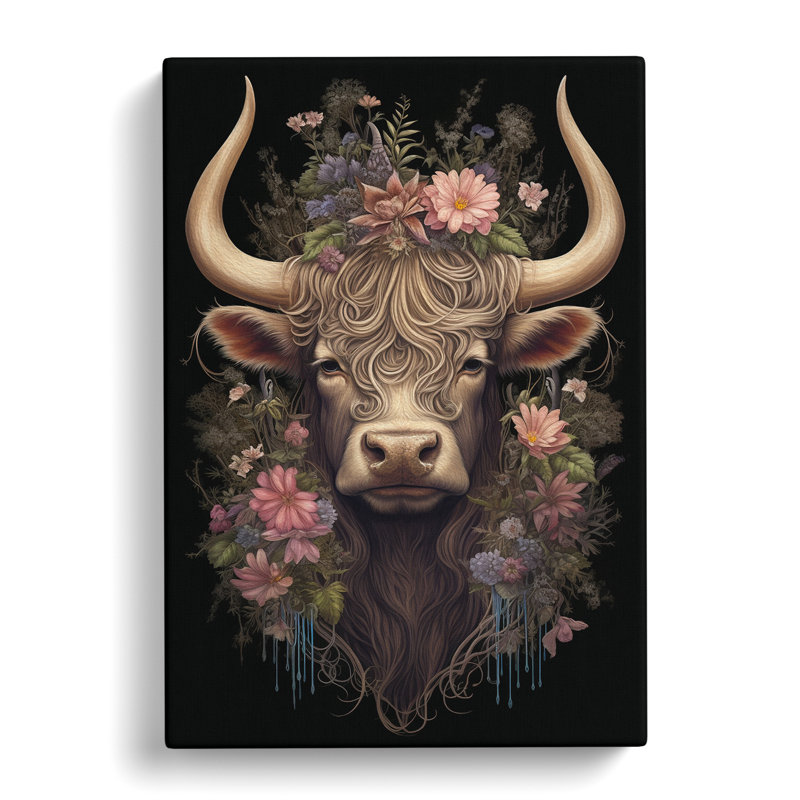 Highland Cow Victorian - Wrapped Canvas, 76cm H x 50cm W x 3cm D